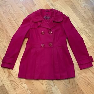 Guess Women's Bright Pink Double-Breasted Peacoat